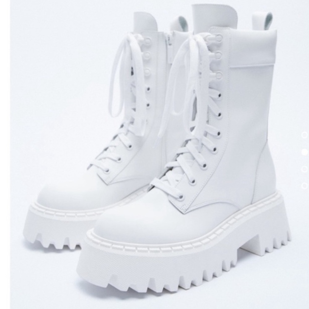 Zara White lug combat boots
